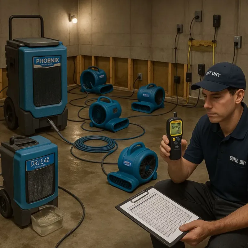 Structural Drying and Dehumidification process in Galateo, PR